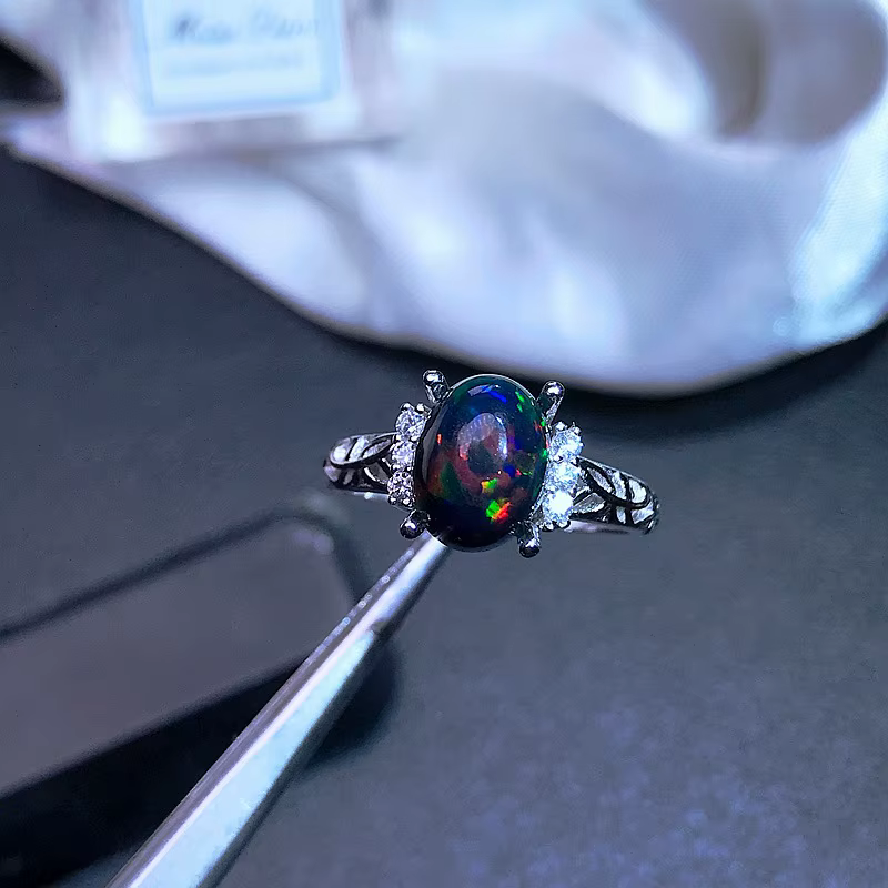 Australian Black Opal Wedding Rings