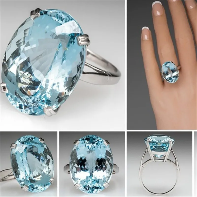 Oval Blue Zircon Ring