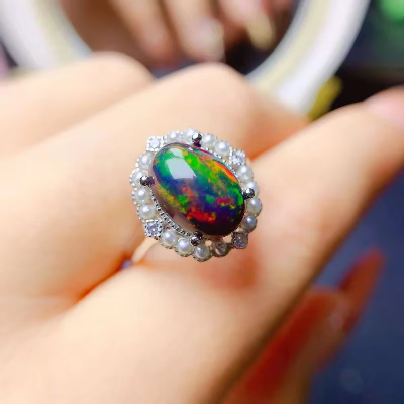 Sterling Silver Black Opal Ring​