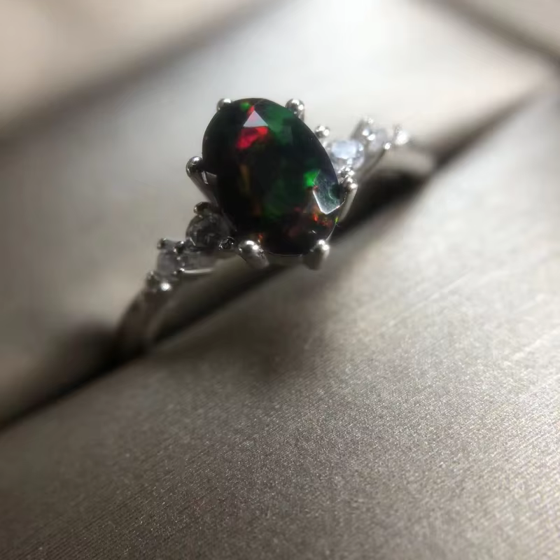 Australian Black Opal Engagement Ring