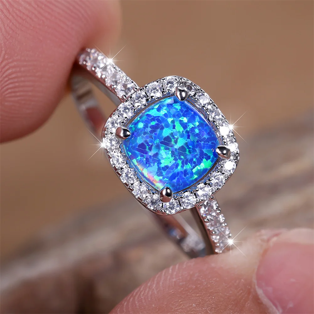 Blue Opal Square Ring