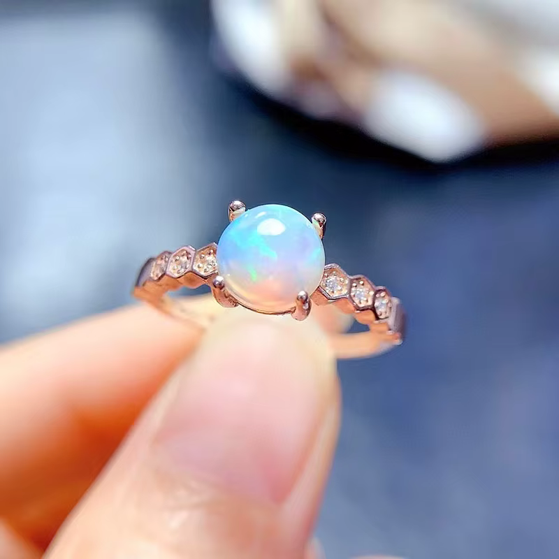 Natural White Opal Wedding Rings
