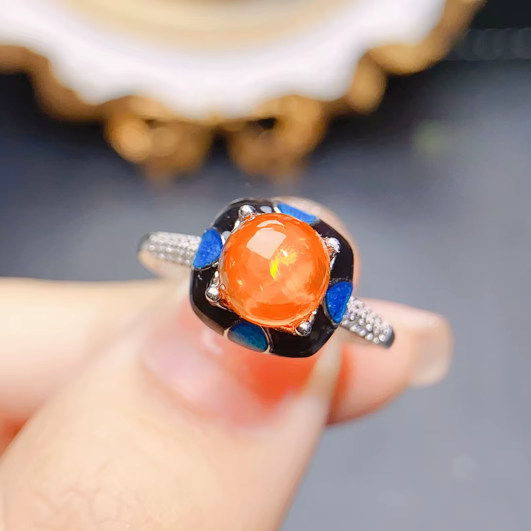 Mexican Fire Opal Engagement Ring