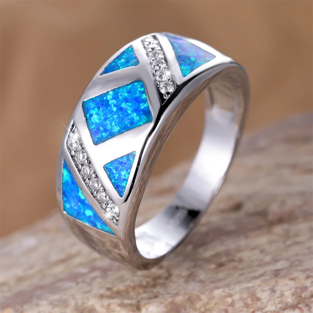 Square Blue Opal Ring
