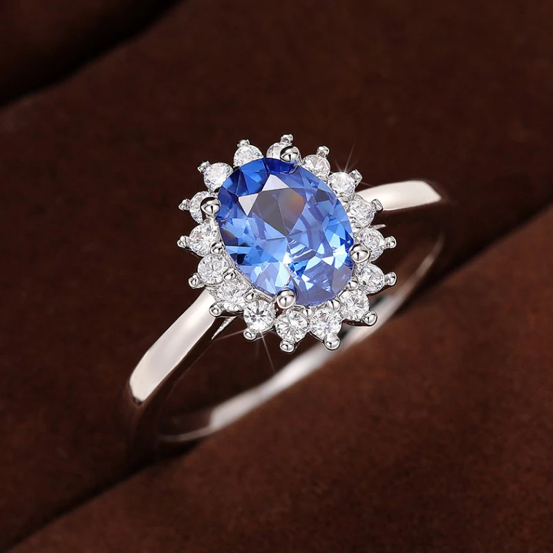 Blue Sunflower Anniversary Ring