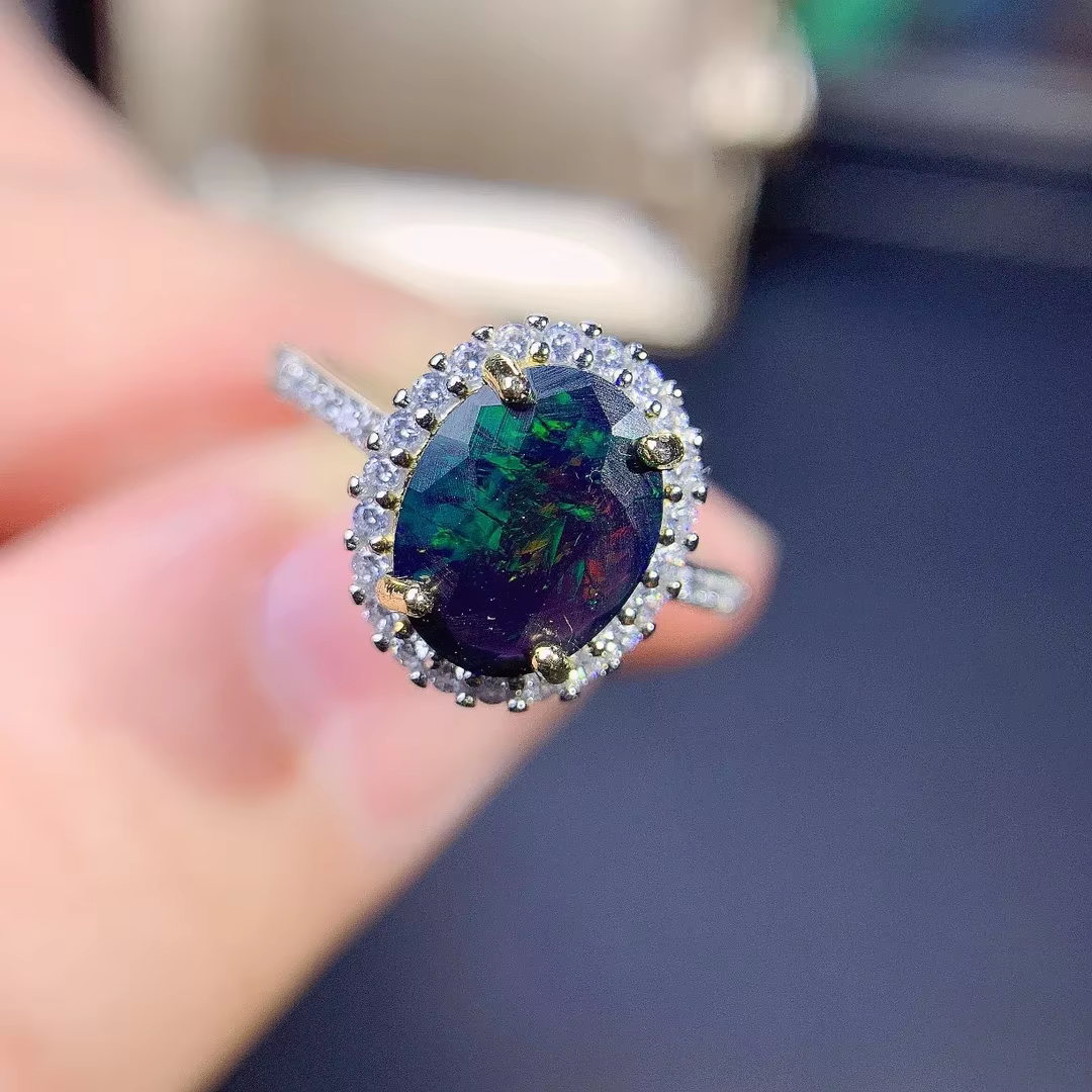 Real Raw Black Opal Ring