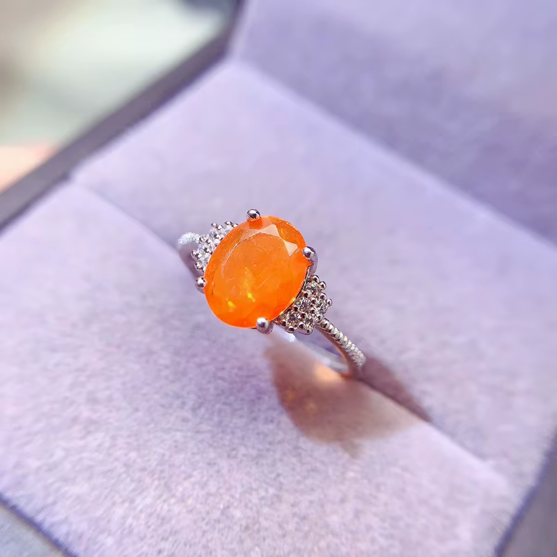 Mexican Fire Opal Wedding Ring
