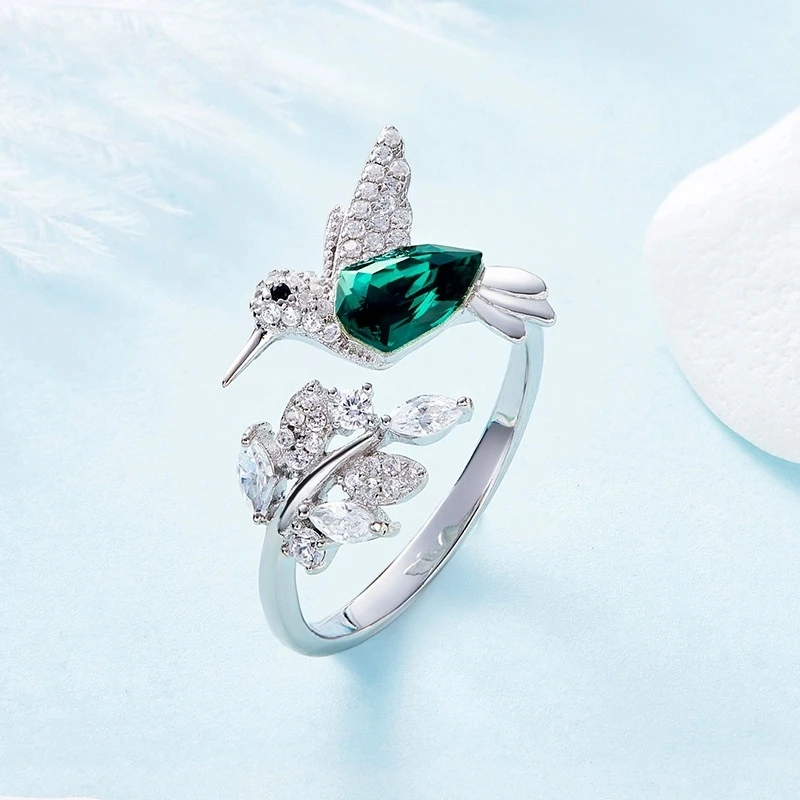Blue Hummingbird Adjustable Ring