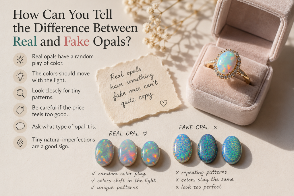 real vs fake opal side by side pictures