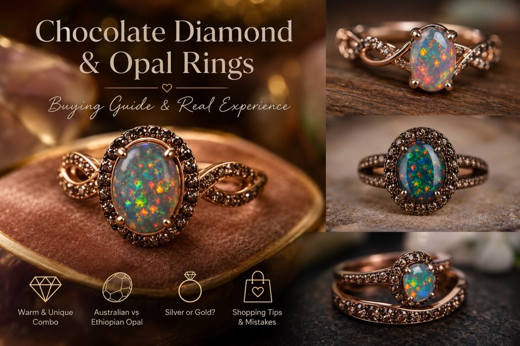 Chocolate Diamond And Opal Ring